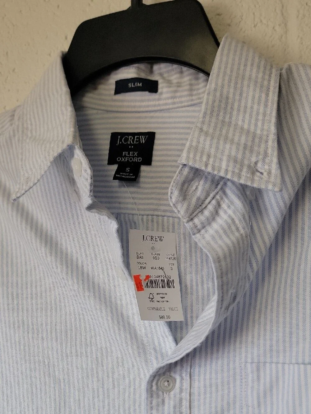 J. Crew Men's Light Blue Pinstripe Dress Shirt